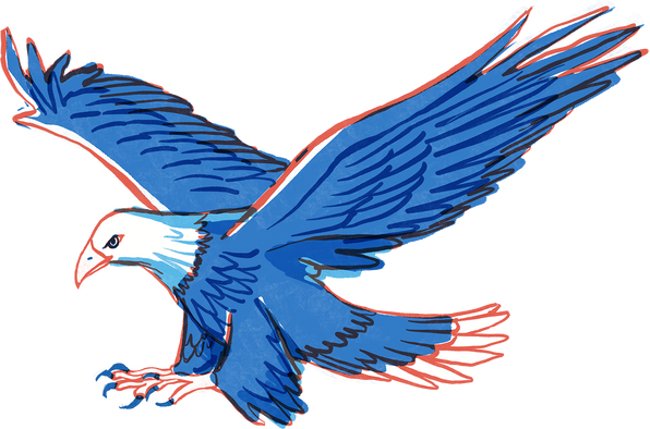 Hand Painted 4th of July Eagle in Flight 